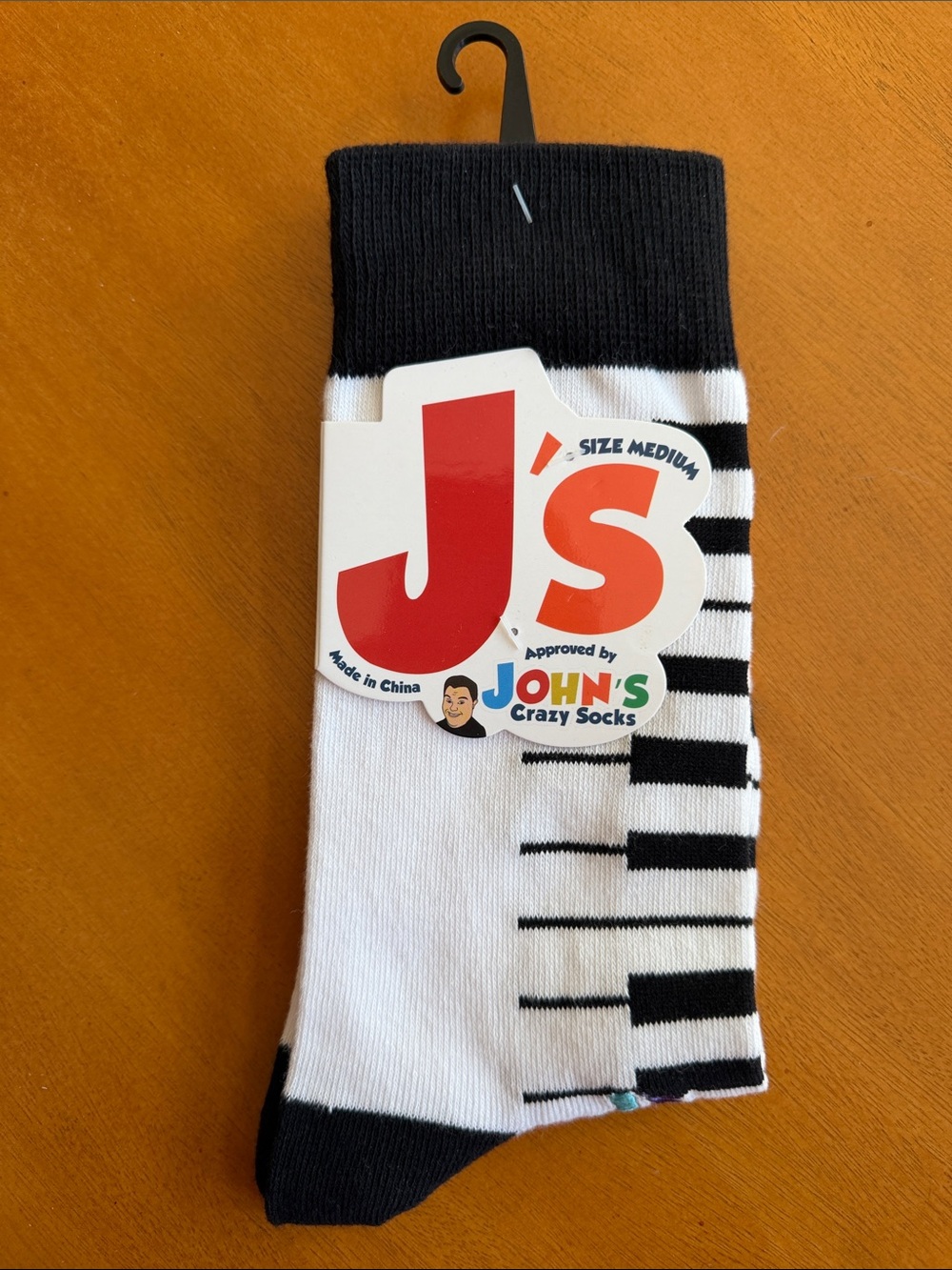 Black & White Piano Stripe Casual Socks - Medium